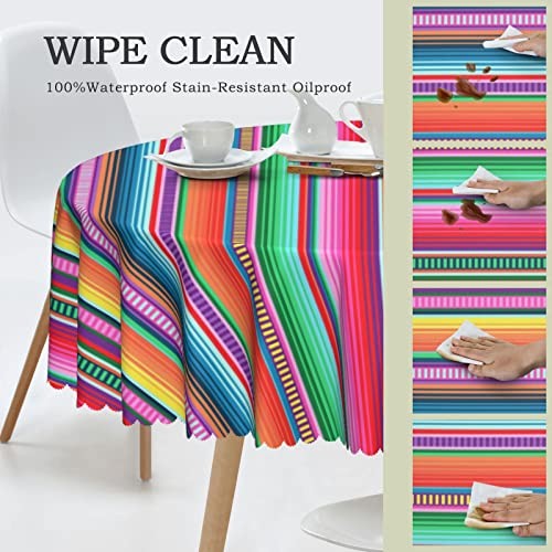 Tablecloth Serape Table Cover Washable Tabletop for Kitchen Dinning Mexican