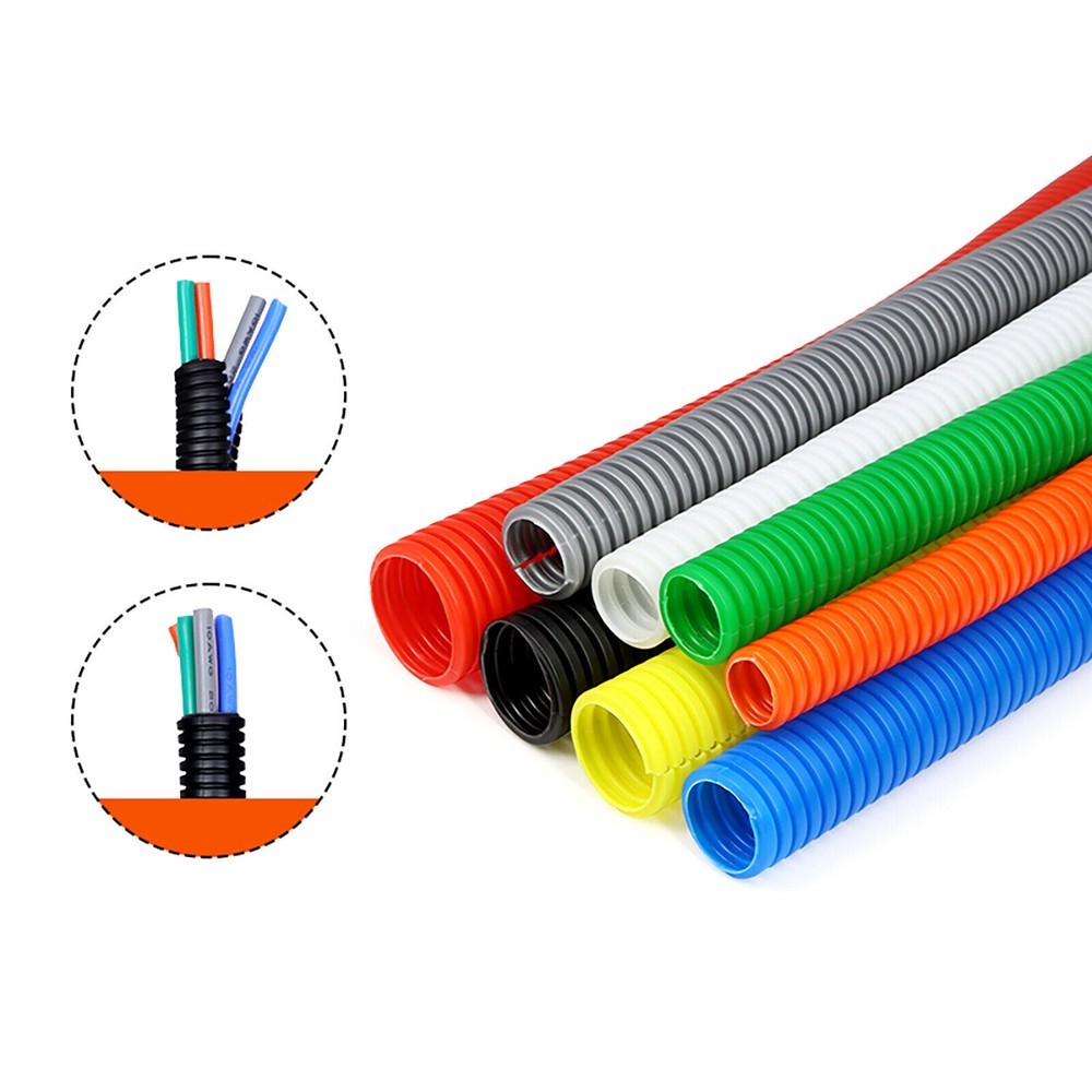 Protector Harness Corrugated Split Wire Loom Conduit Flex Tubing Automotive Wire