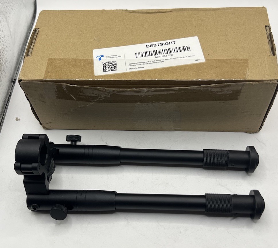 BESTSIGHT Clamp-on 6-9” Bipod for Rifles Round Mount Quick Release Foldable