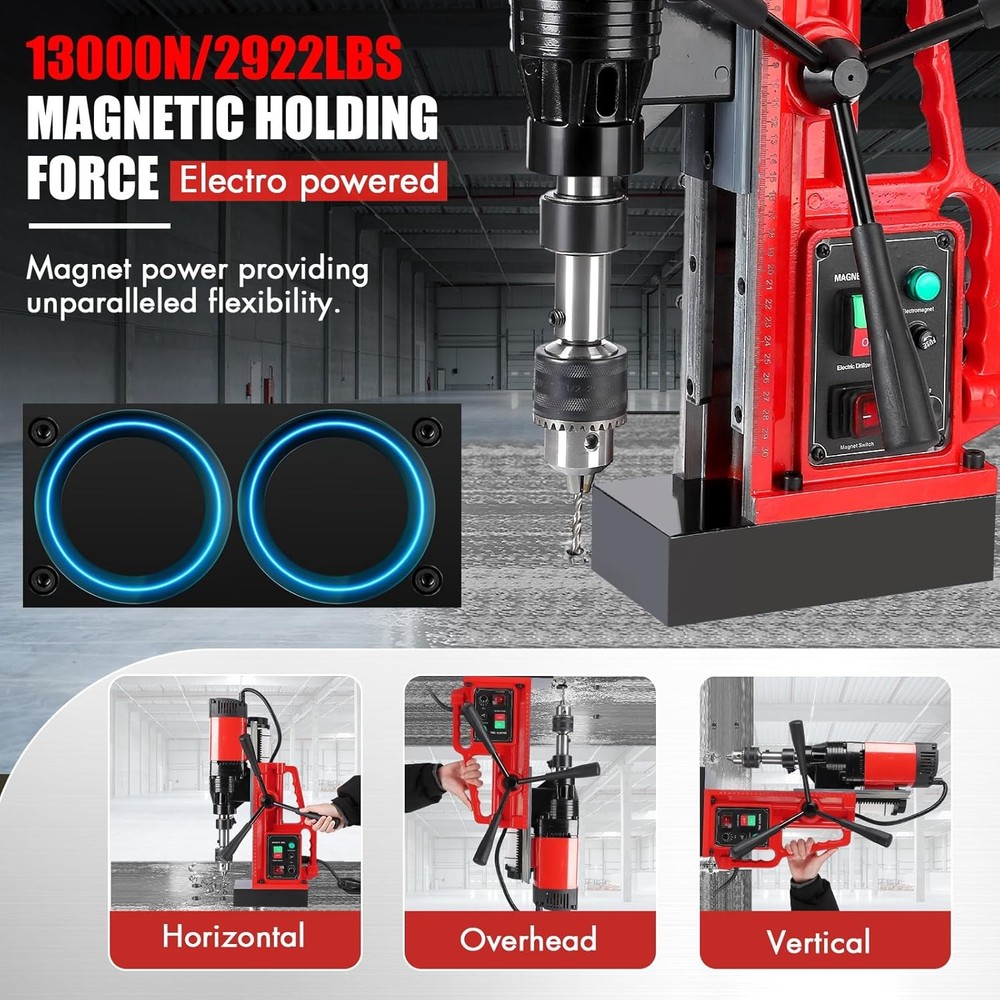 1550W Drilling Machine Magnetic Drill Press with 3 Drill Bits, Mag Drill Press