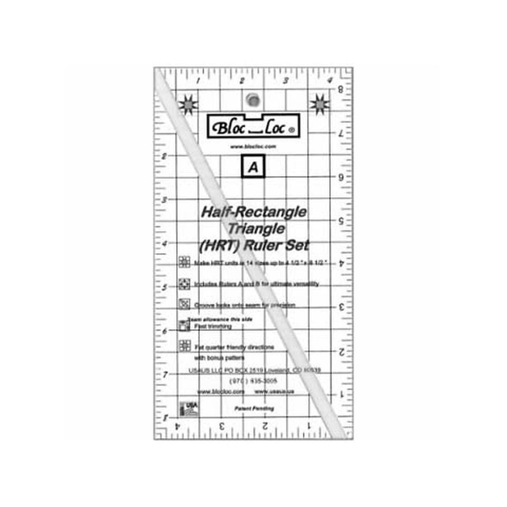 Bloc Loc~Half Rectangle Triangle Large 2-1 Acrylic Ruler