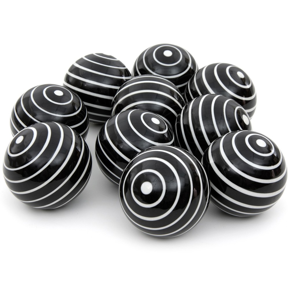 3" White Stripes Porcelain Ball Set