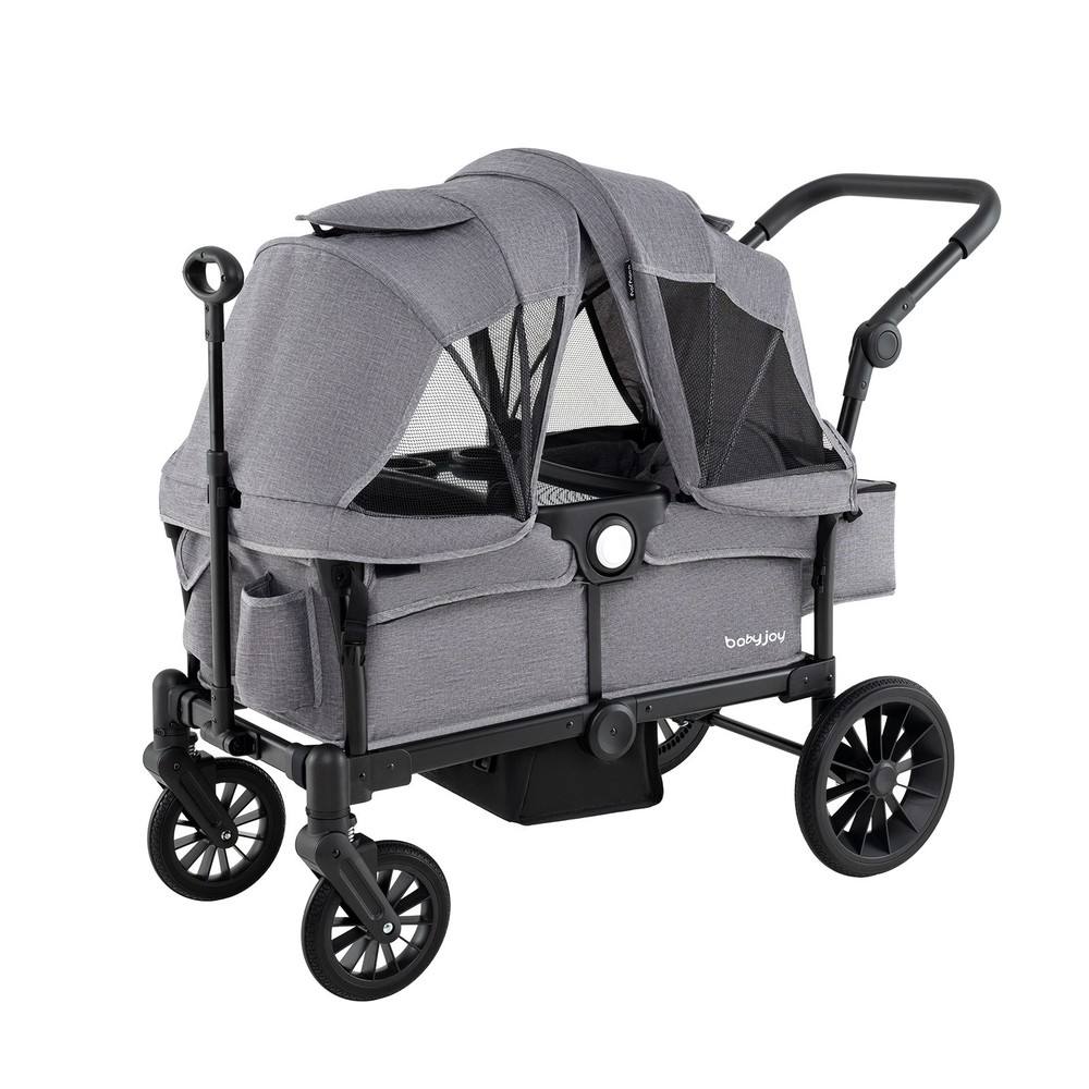 Wagon Stroller for 2 Kids Push Pull Double Stroller w/ Adjustable Handle