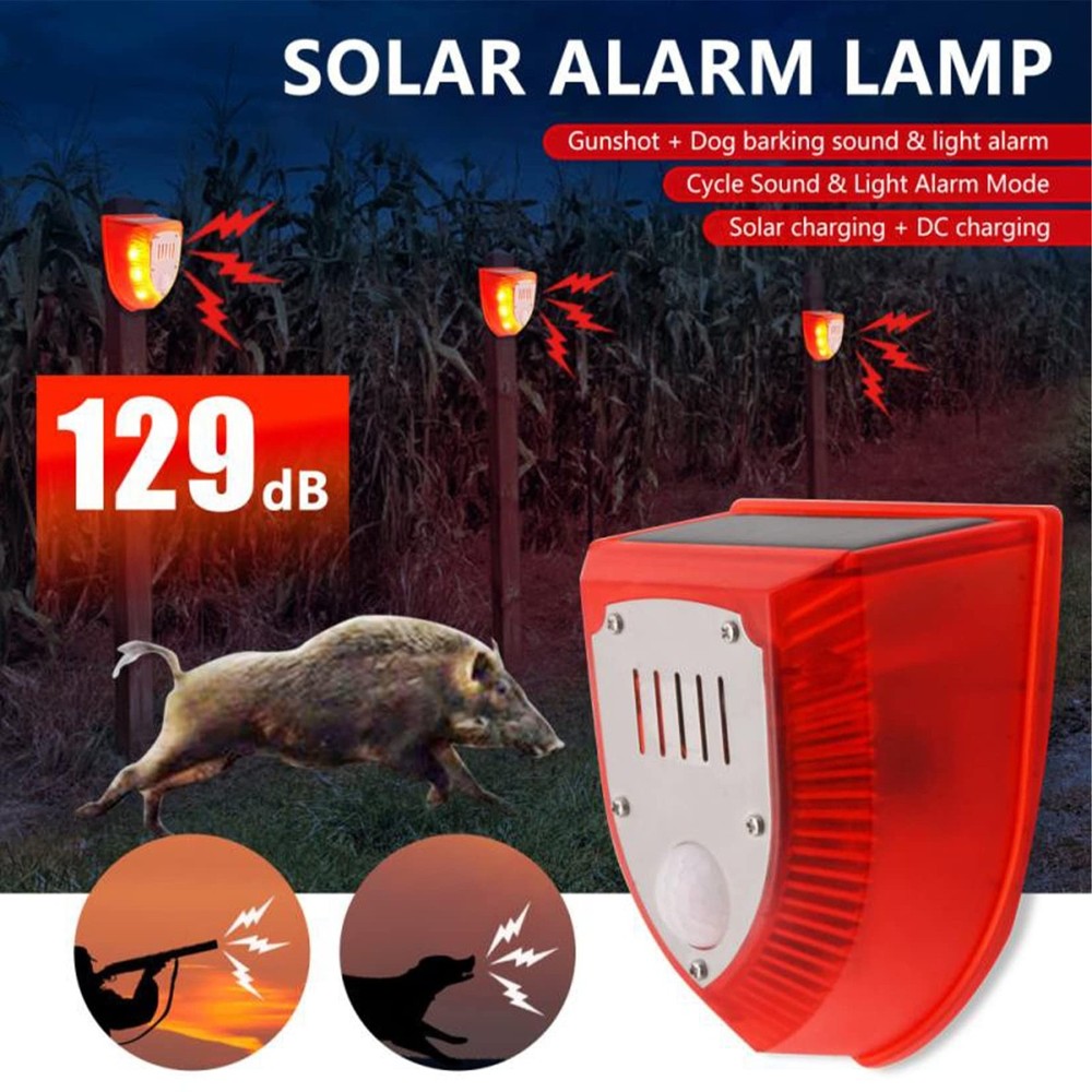 keeda Solar Security Light Alarm, 129dB Warning Loud Solar Strobe Light Makes...