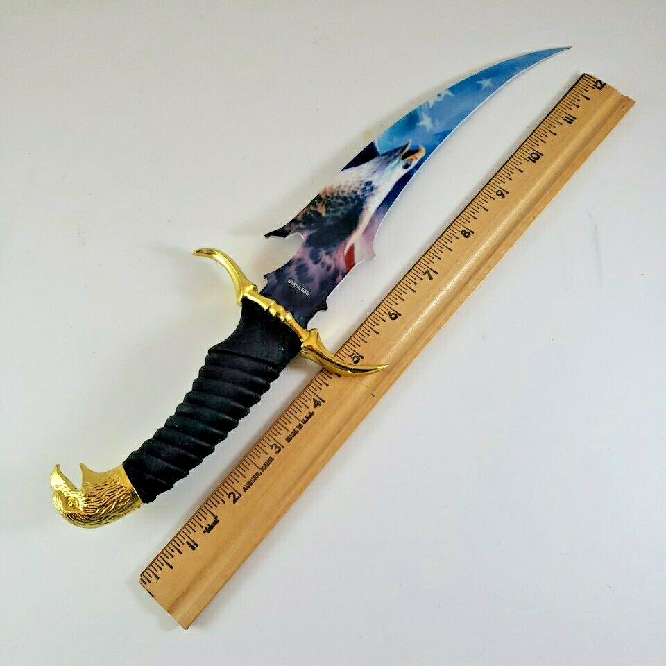 Decorative Eagle Patriotic Knife - 7" Blade - Decorative Handle - Unsharpened
