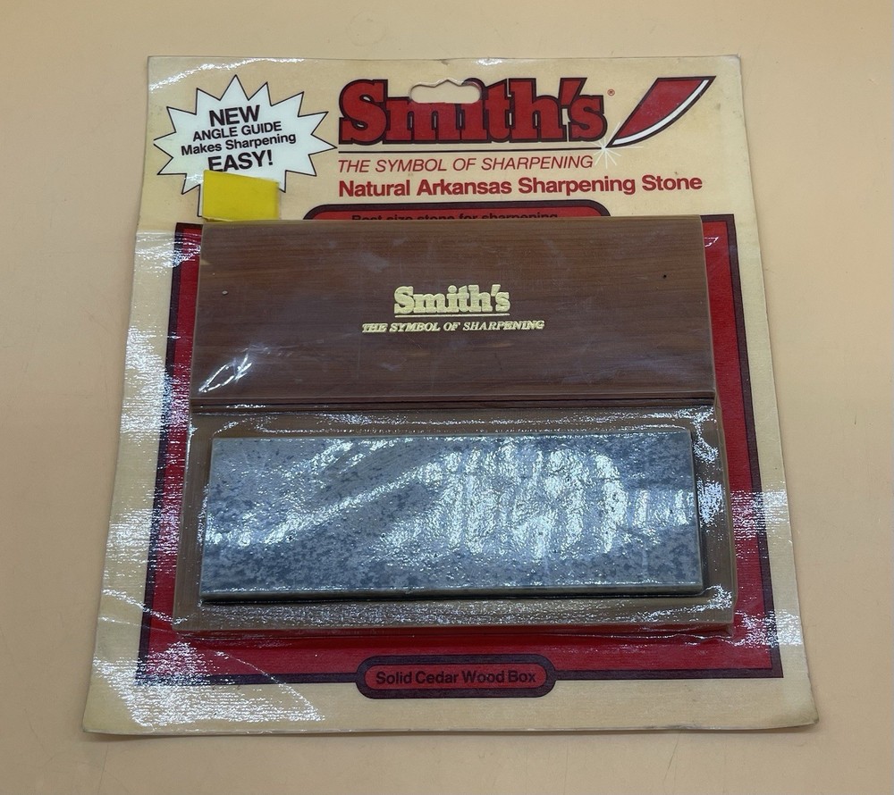 Smith's Hard Natural Arkansas Sharpening Stone In Solid Cedar Wood Storage Box