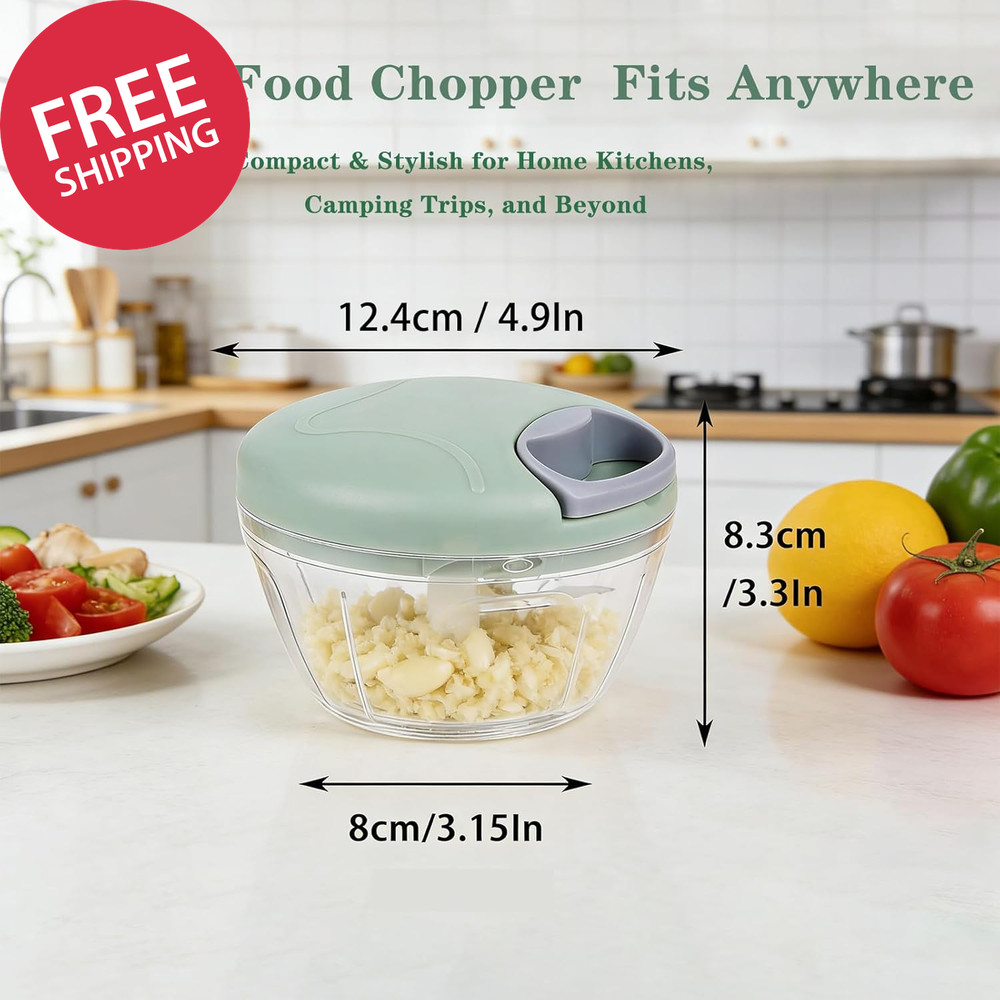 Garlic Chopper with Container Manual Food Chopper Pull-String Vegetable Onion