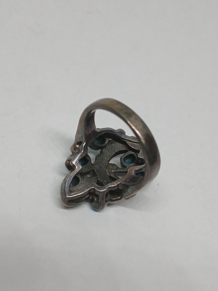 Sterling Silver Turquoise Cluster Ring Size 6.25