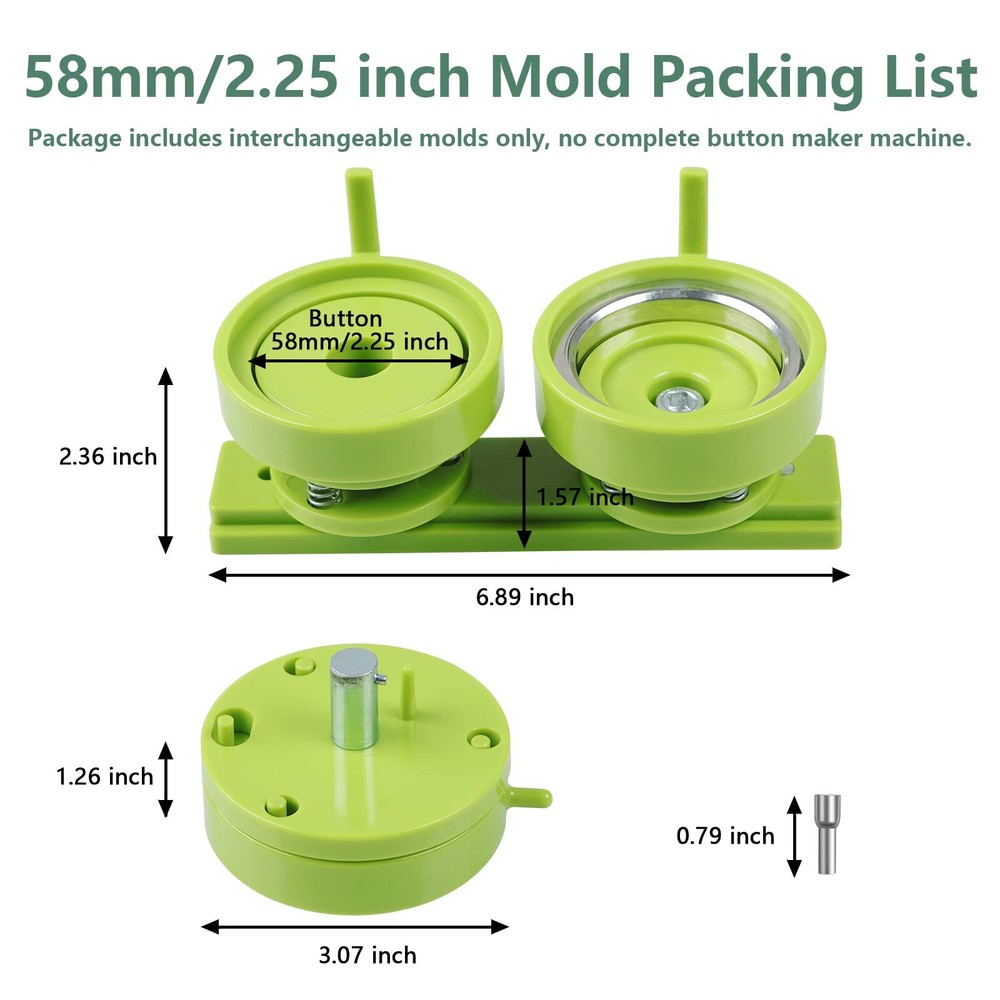 Button Maker Mold 2.25 inch/58mm Interchangeable Die Mold Button Maker Mould ...