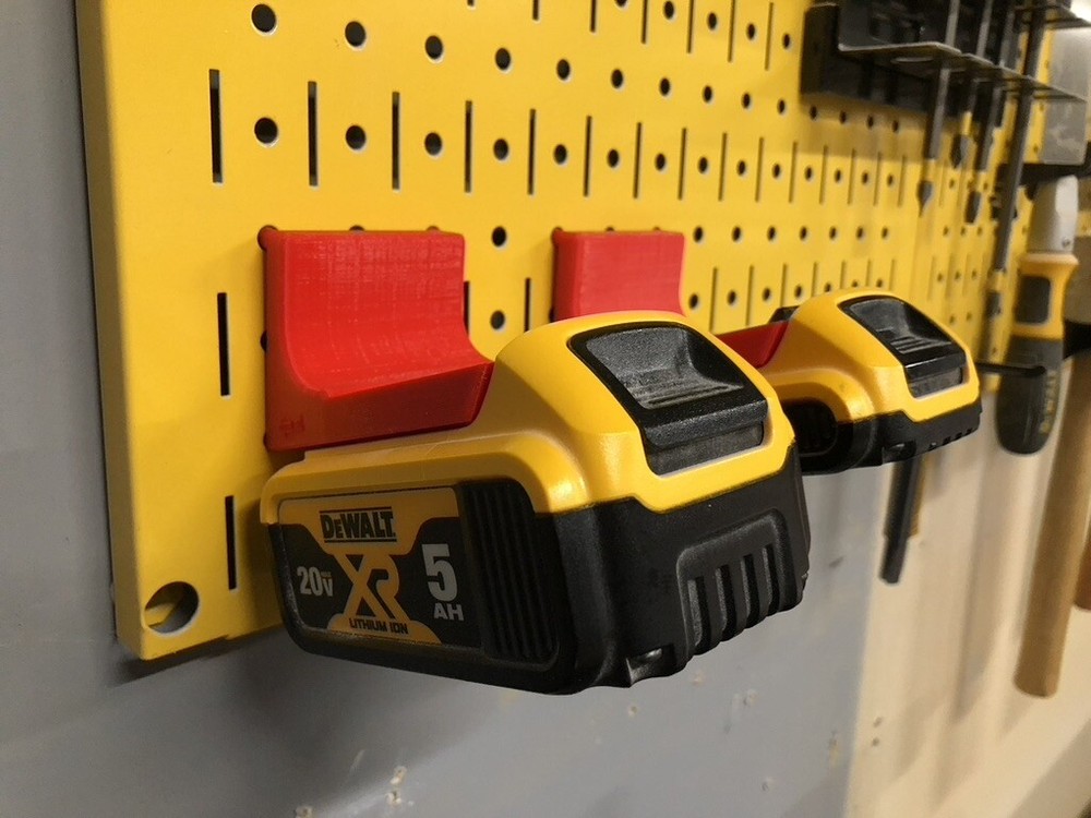 DeWalt 20V Max Battery Pegboard Mount 3D Printed