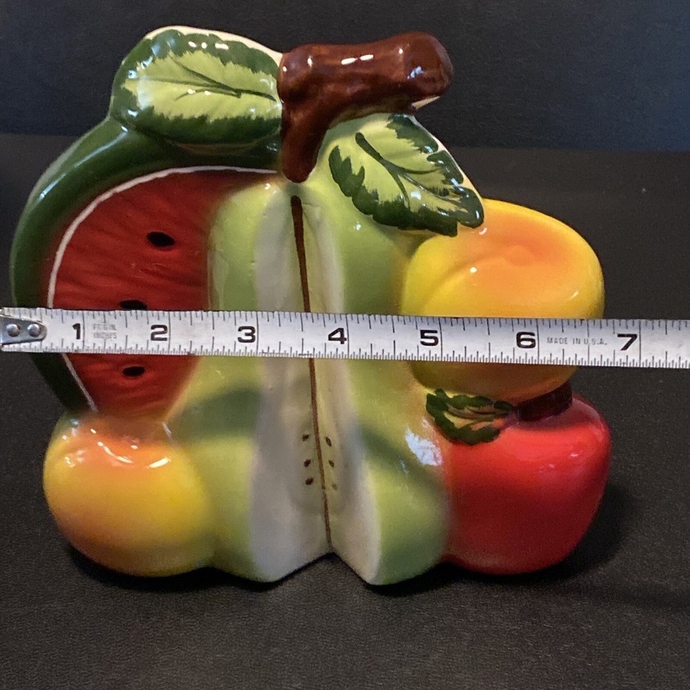 Fruit Ceramic Planter Bright Colors Pear, Watermelon, Peaches, Apple