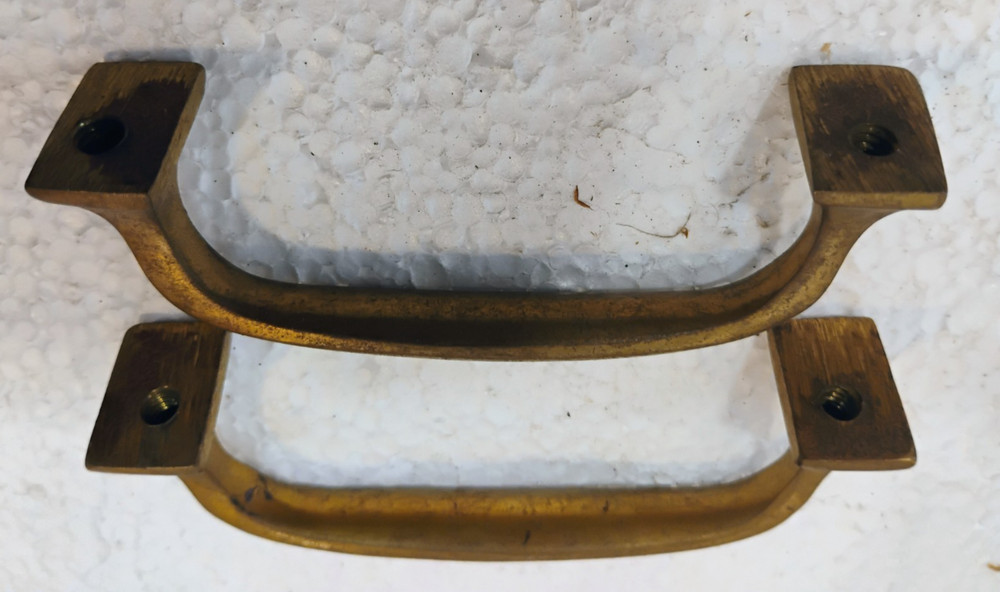 Pair of Solid Brass Drawer Pulls Handles 3 3/8" wide 3" bolt pattern