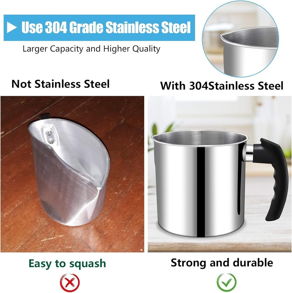 Large Capacity 44oz Candle Making Pot - Easy Dripless Pouring & Spoon Included