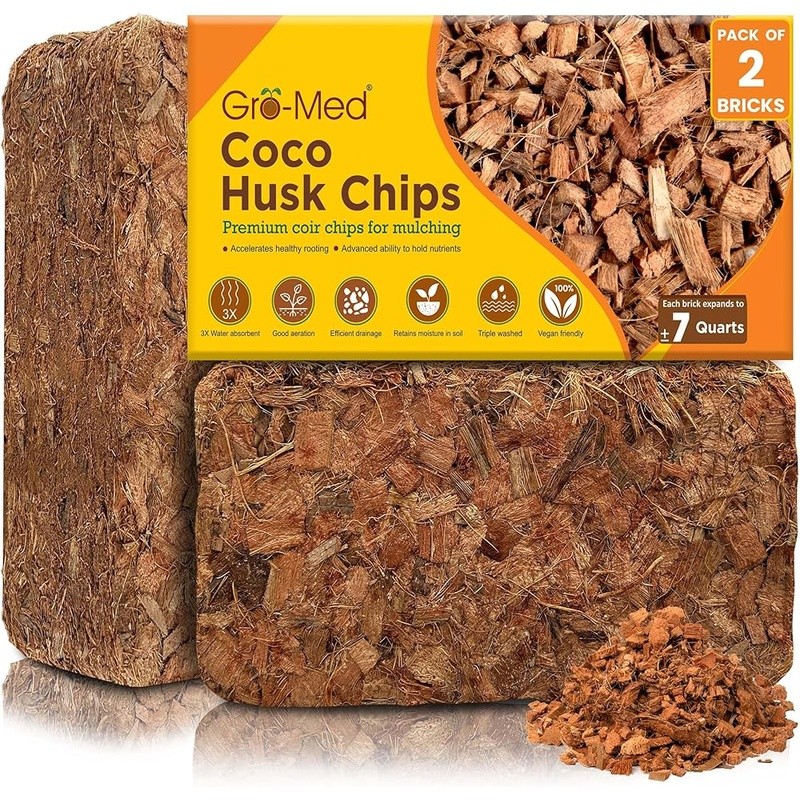 Coco Husk Chips Bricks Mulching Medium Potting Soil Water Retention Aeration New