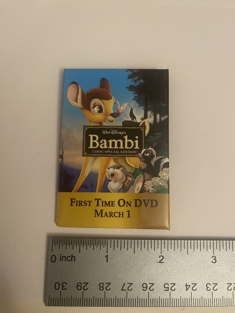 Bambi First Time On DVD Promo Pin Back Button P161