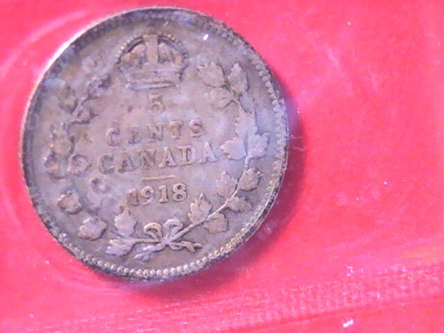 CANADA 5 CENTS SILVER 1918