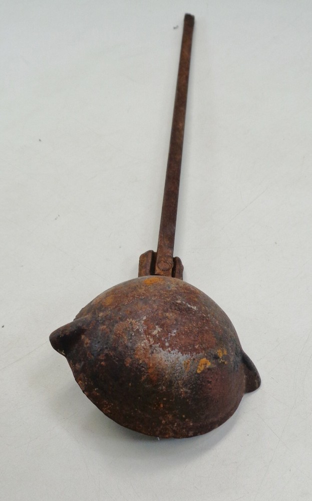 Antique Cast Iron Dipper Smelting Blacksmith Ladle Double Spout