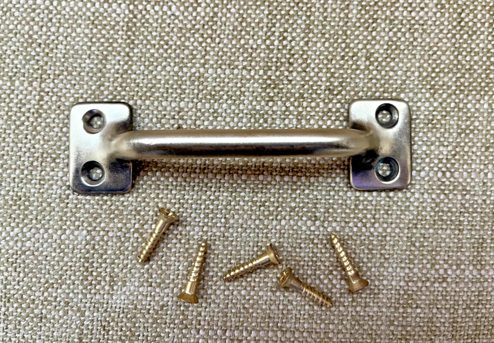 Vintage Antique Solid Brass Window Sash Bar Handle Drawer Pull & Screws 4 1/8"