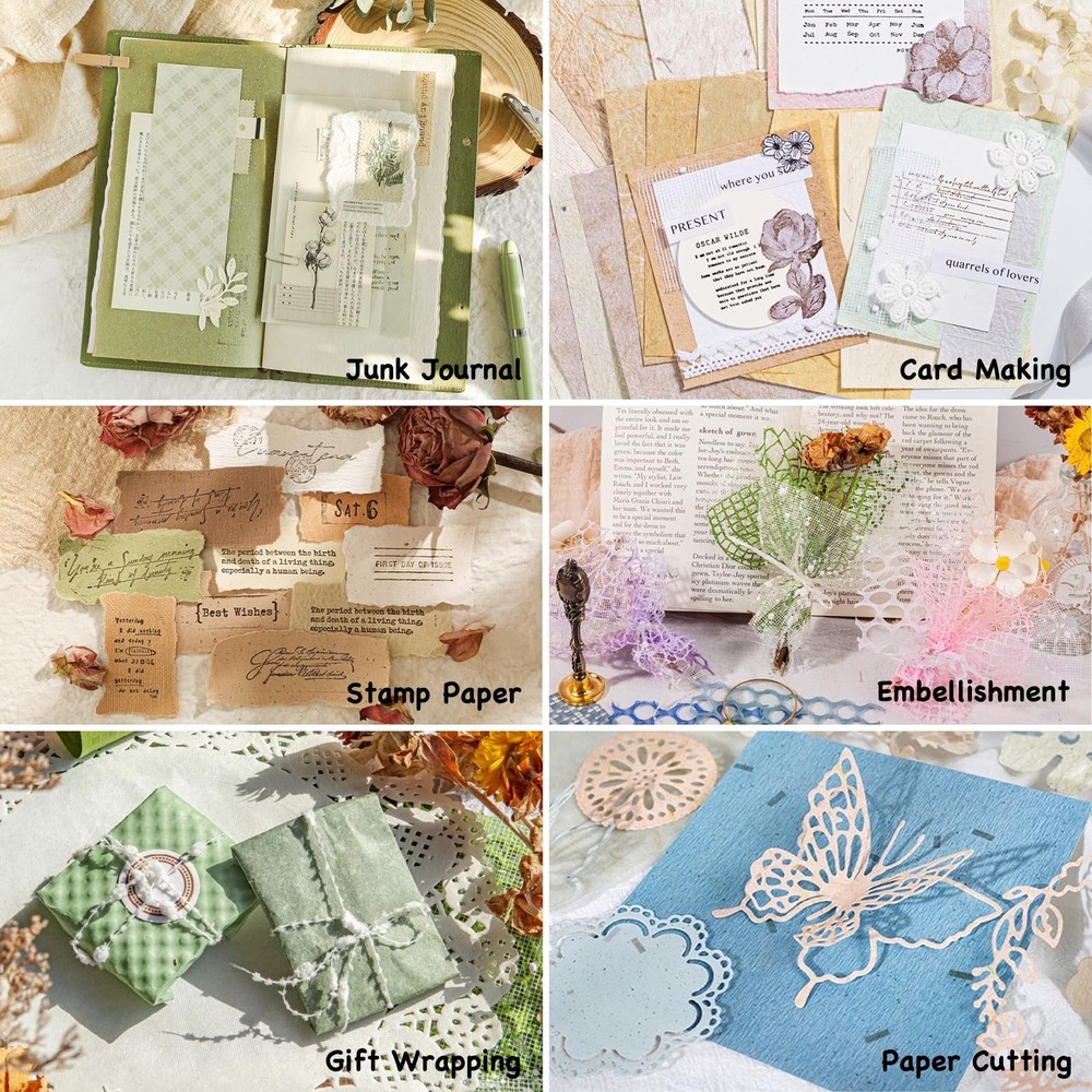 96 Sheets Textured Scrapbook Paper and Mesh Fabric Assorted Set - 6 Pack Mixe...