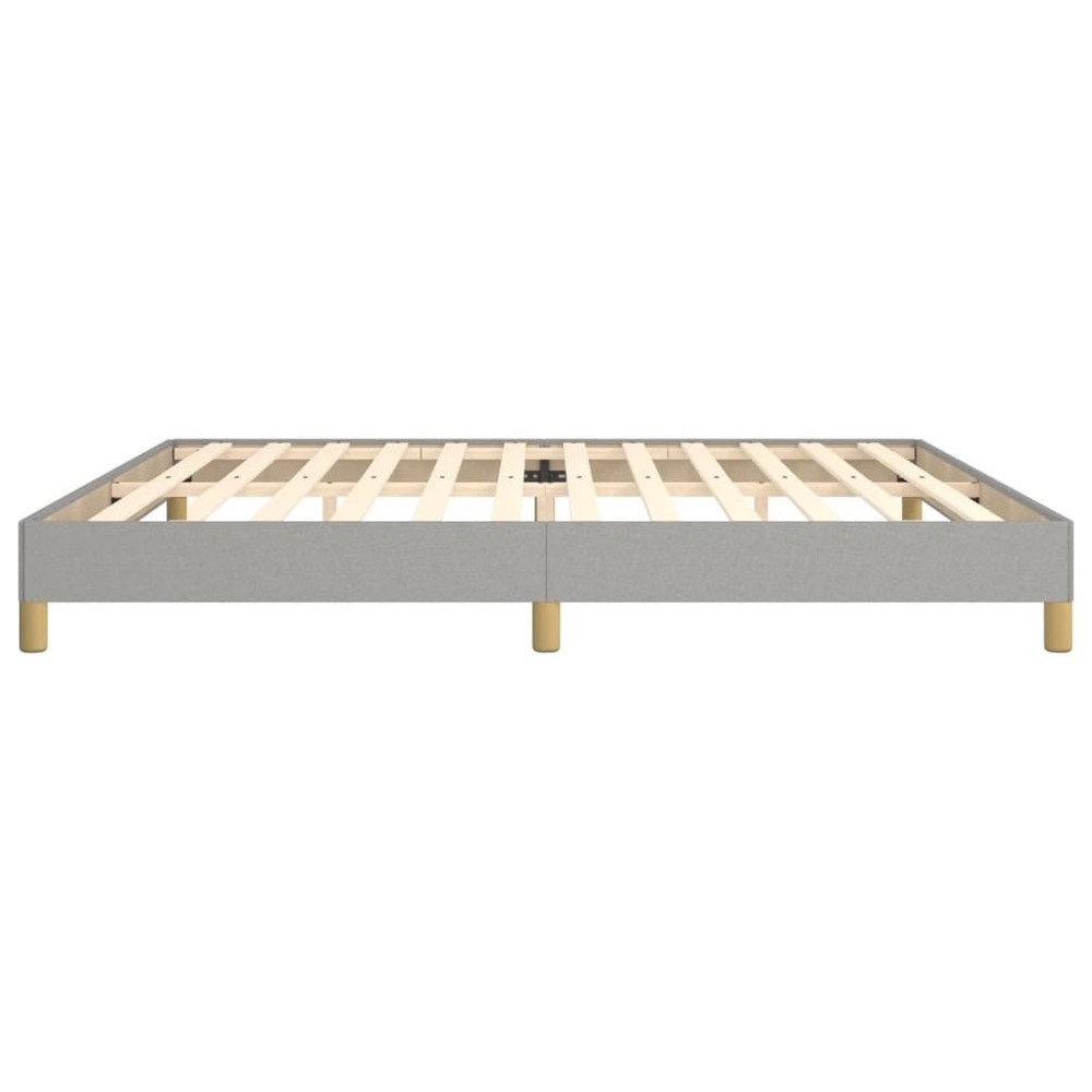 Bed Frame Light grey 100% polyester, plywood, engineered wood King