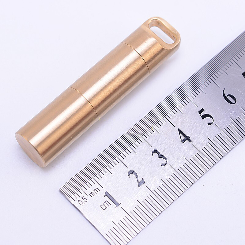 EDC Double Layer Solid Brass Survival Waterproof Key Storage pill Box Kit Tool