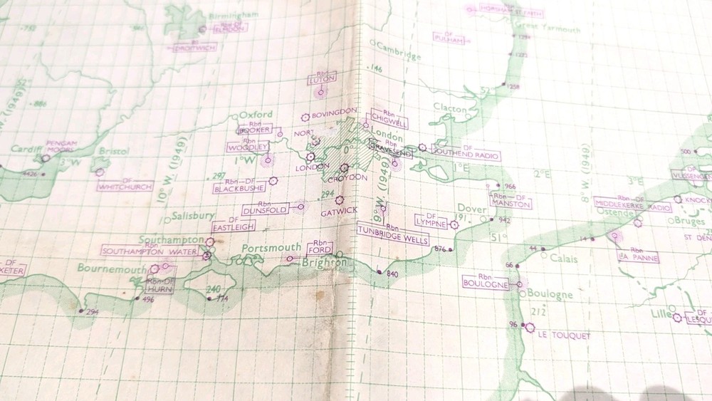Original War Office Plotting map London-CRACOW-HELSINKI 1949