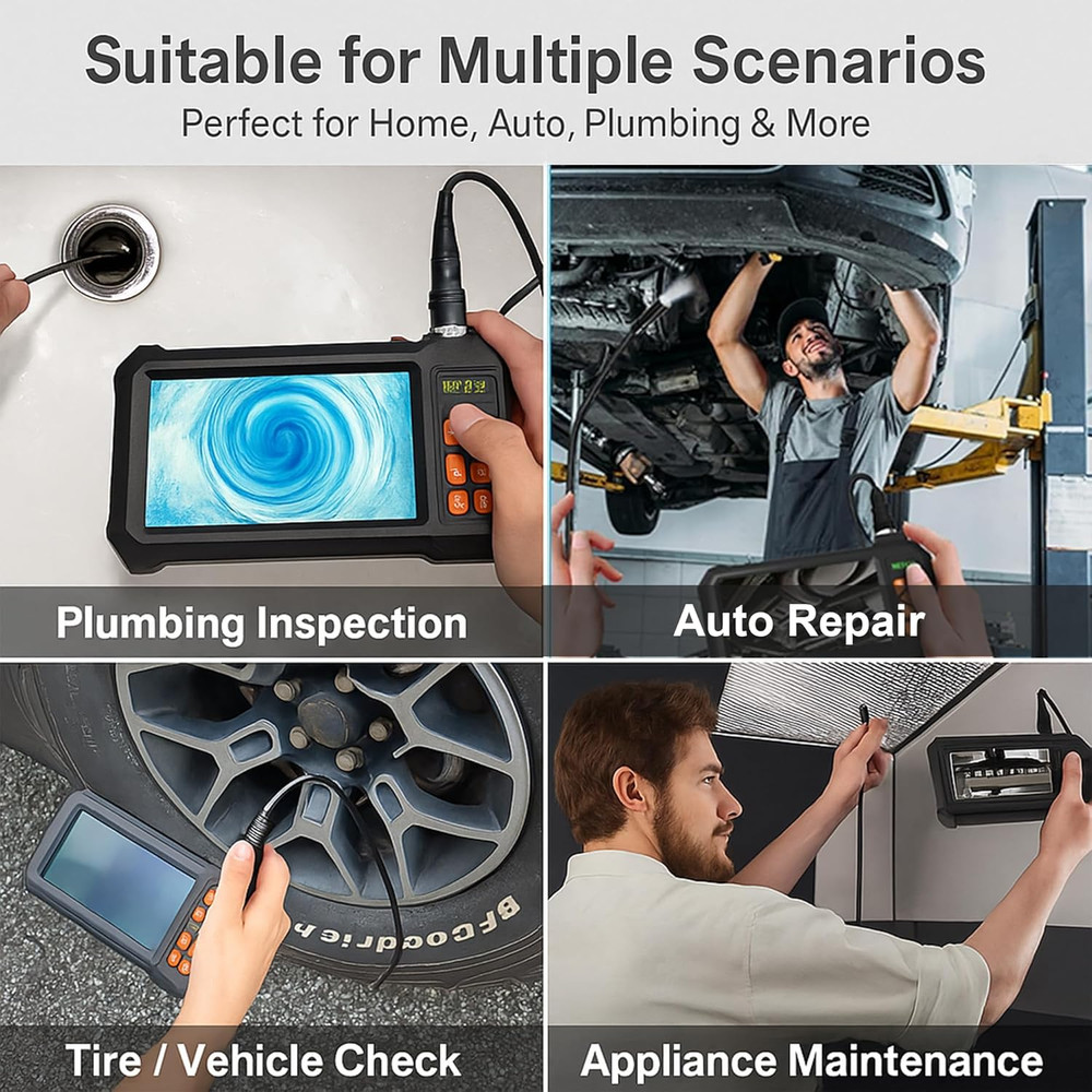 Inspection Endoscope Camera with Light, 1080P HD Borescope Camera with Light, 4.