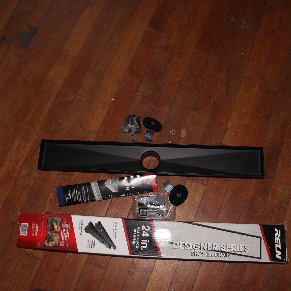 RELN Linear Shower Drain w/ Tile Insert Drain Cove 24" - Missing Inner Drain