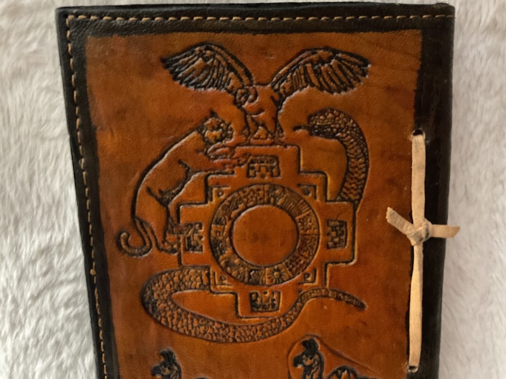 Handmade Tooled Leather 6.5” x 5” Notebook ,Journal /Cusco Peru / Lama