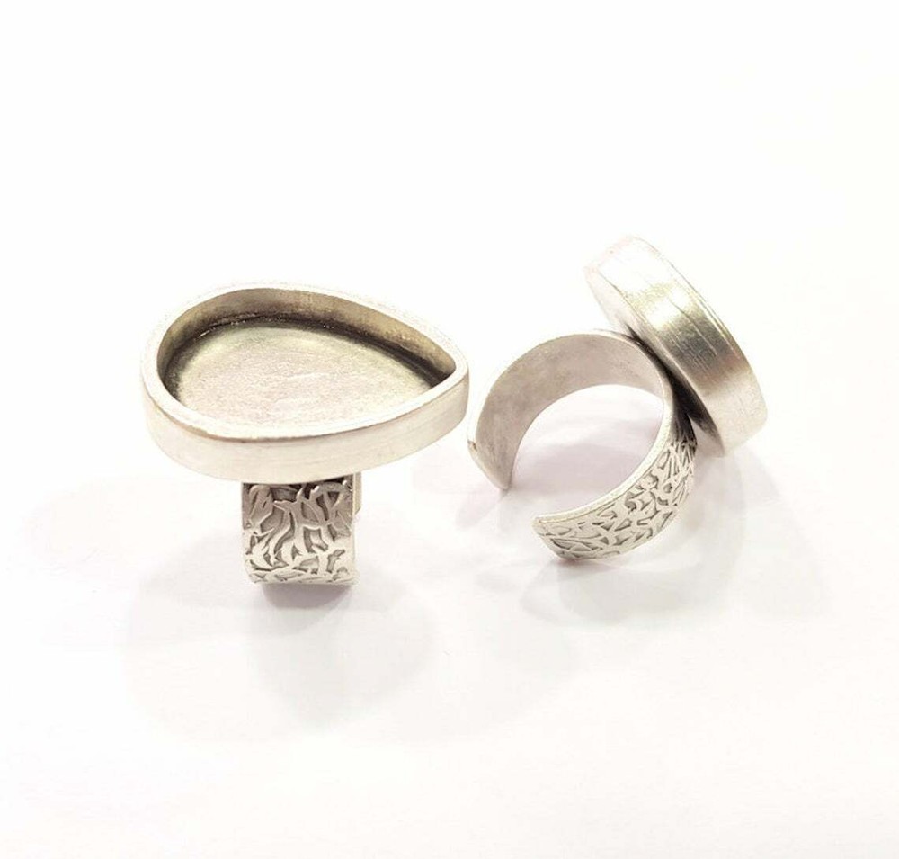 Branch Ring Blank Setting Base Bezel inlay Backs Cabochon Antique Silver