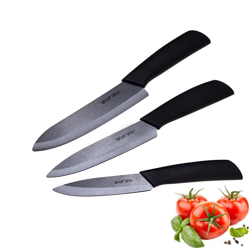 Kitchen Ceramic Knife Set Professional Knife With Sheaths, Super Sharp Rust P...