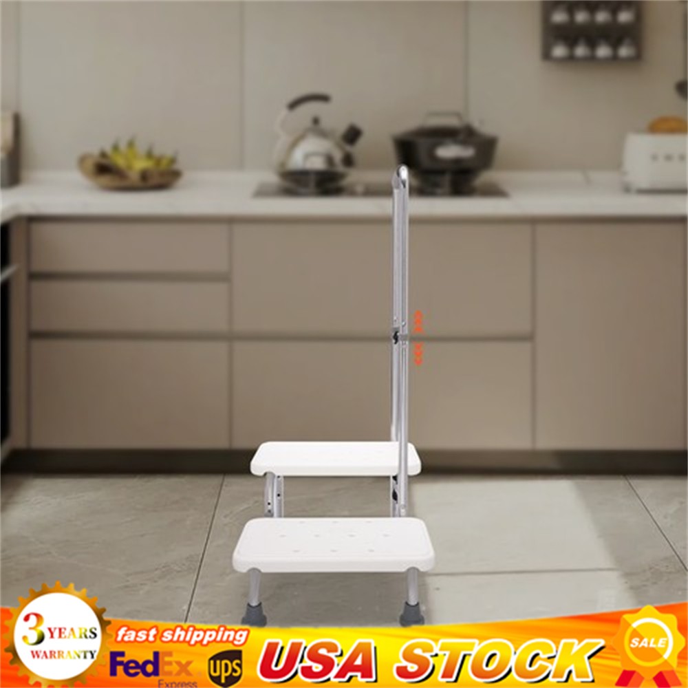 2 Steps Medical Foot Stool With Handle Heavy Duty Adjustable Height Step Stool