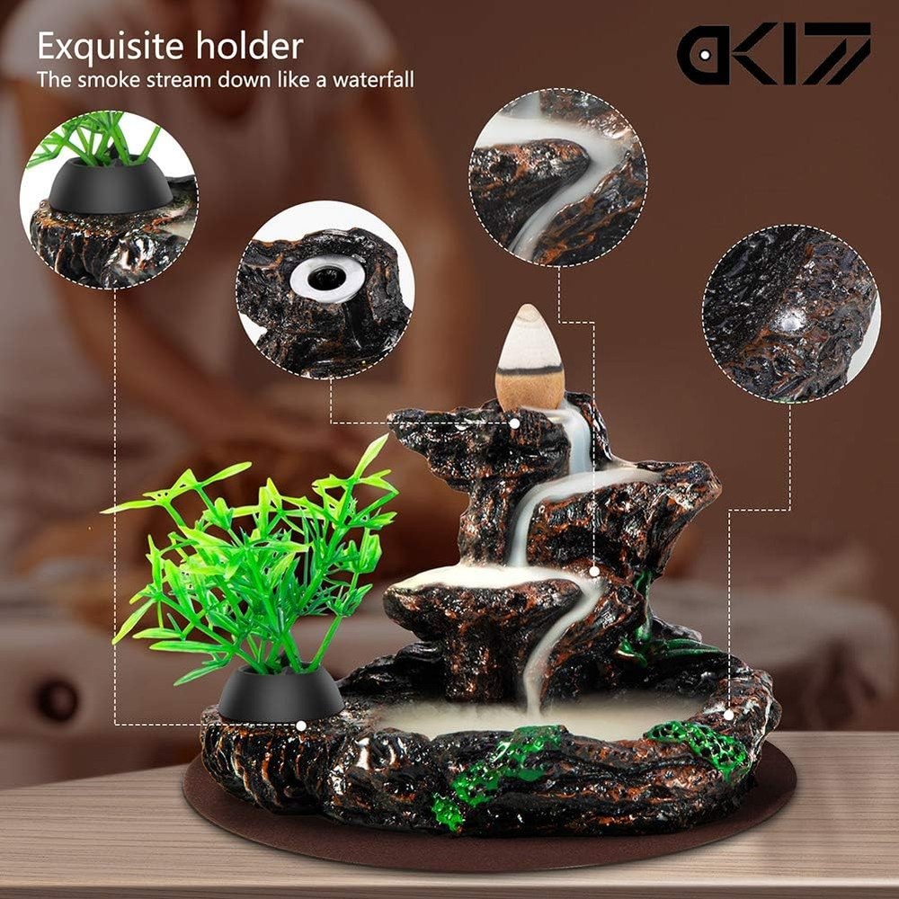 DK177 Incense Holder Waterfall Burner Ceramic Backflow Zen C