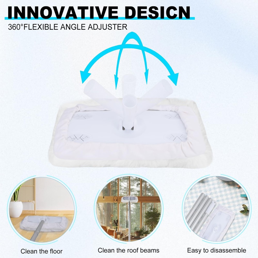 360° Adjustable Lambswool Applicator Kit, Extendable Lambskin Deck White