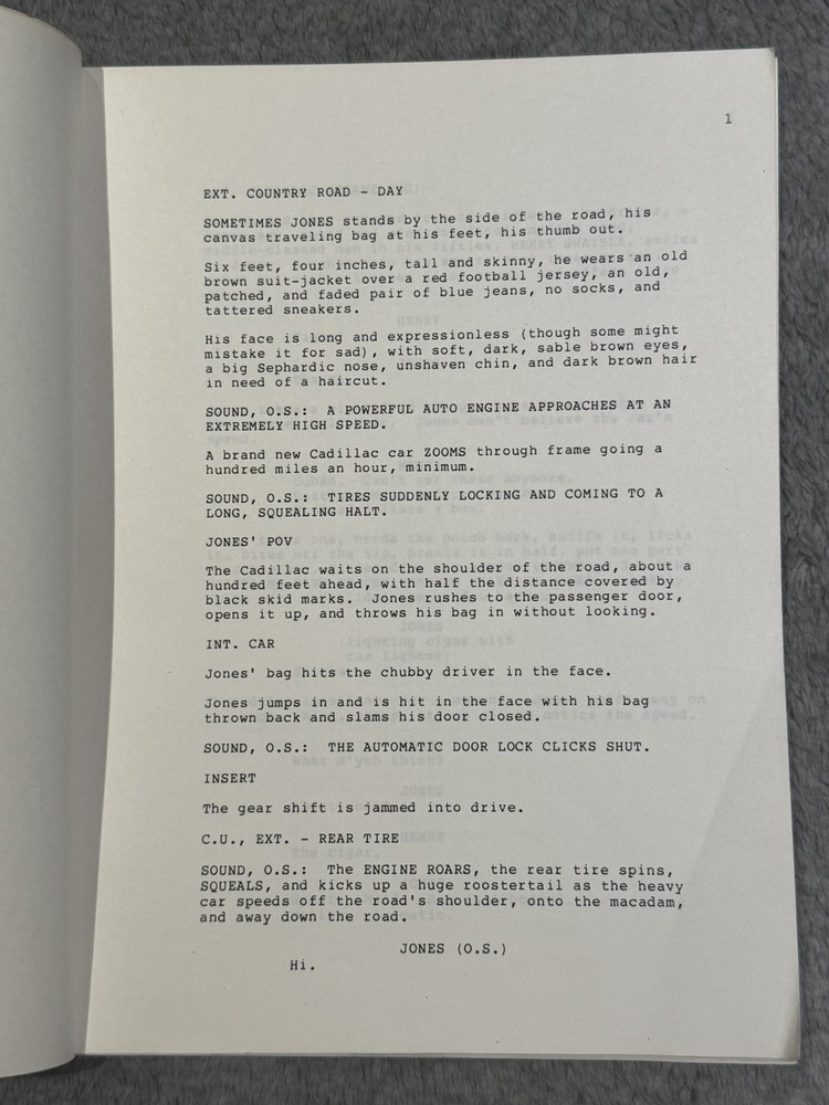 1987 "SOMETIMES JONES & THE ROAD " by Larry Hankin SCRIPT