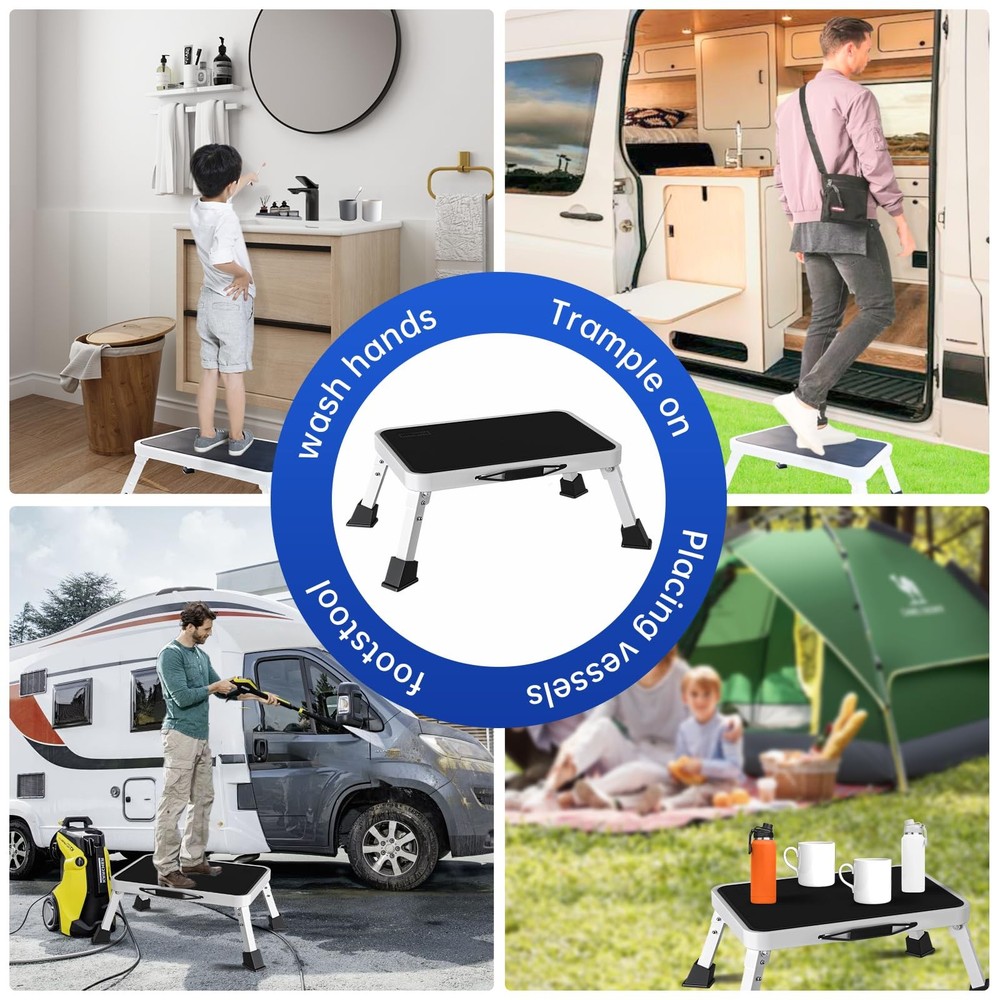 Foldable RV Step Stool HeavyDuty 1Step Ladder with NonSlip Platform, 500