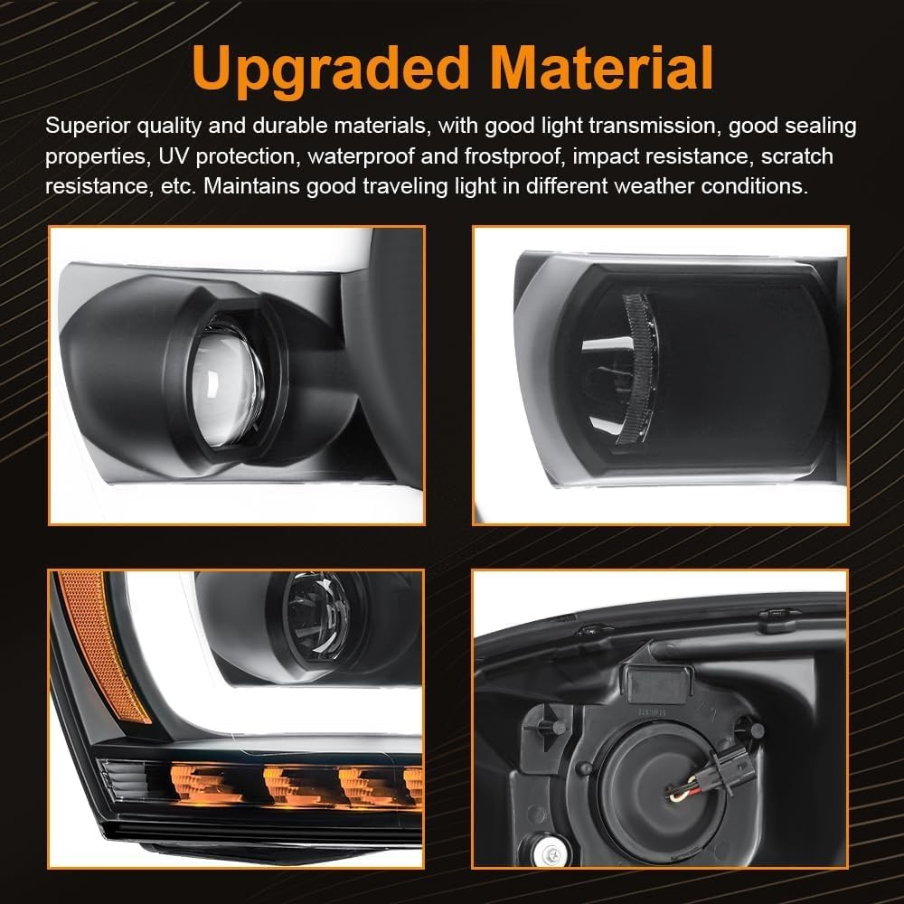 LED DRL Headlight, Headlights Assembly Kit Compatible with 2006-2008 Dodge Ram 1