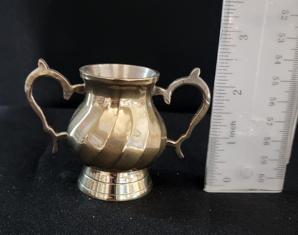 Miniture Silver-plated Two-handled Sugar Bowl With Melon-fluted Body
