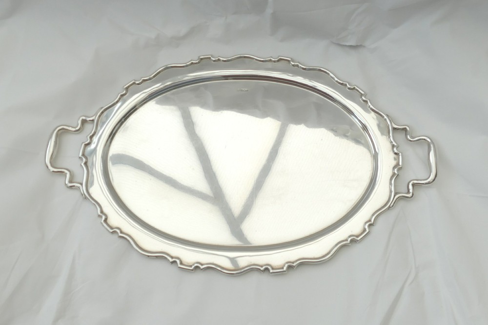 RARE GEORGE V HM STERLING SILVER 2 HANDLED TRAY 1919