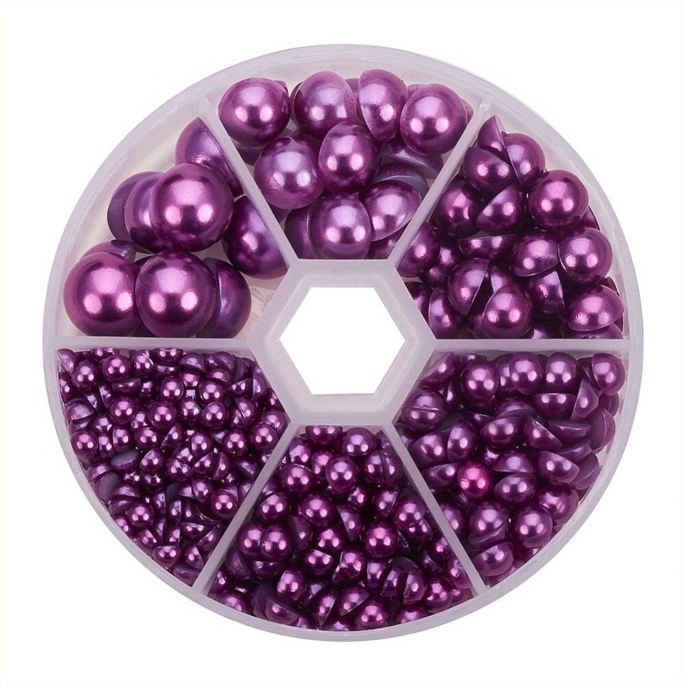 1box about 660pcs Medium Orchid Imitation Pearl Beads Assorted Mixed Sizes
