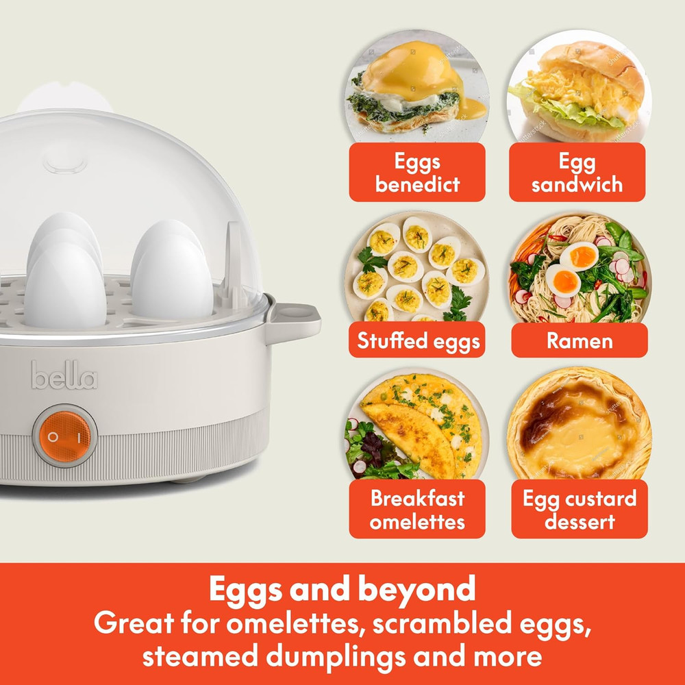 Electric Egg Cooker, 7 Eggs Capacity Tray, Single Stack, for Poached, Scrambled,
