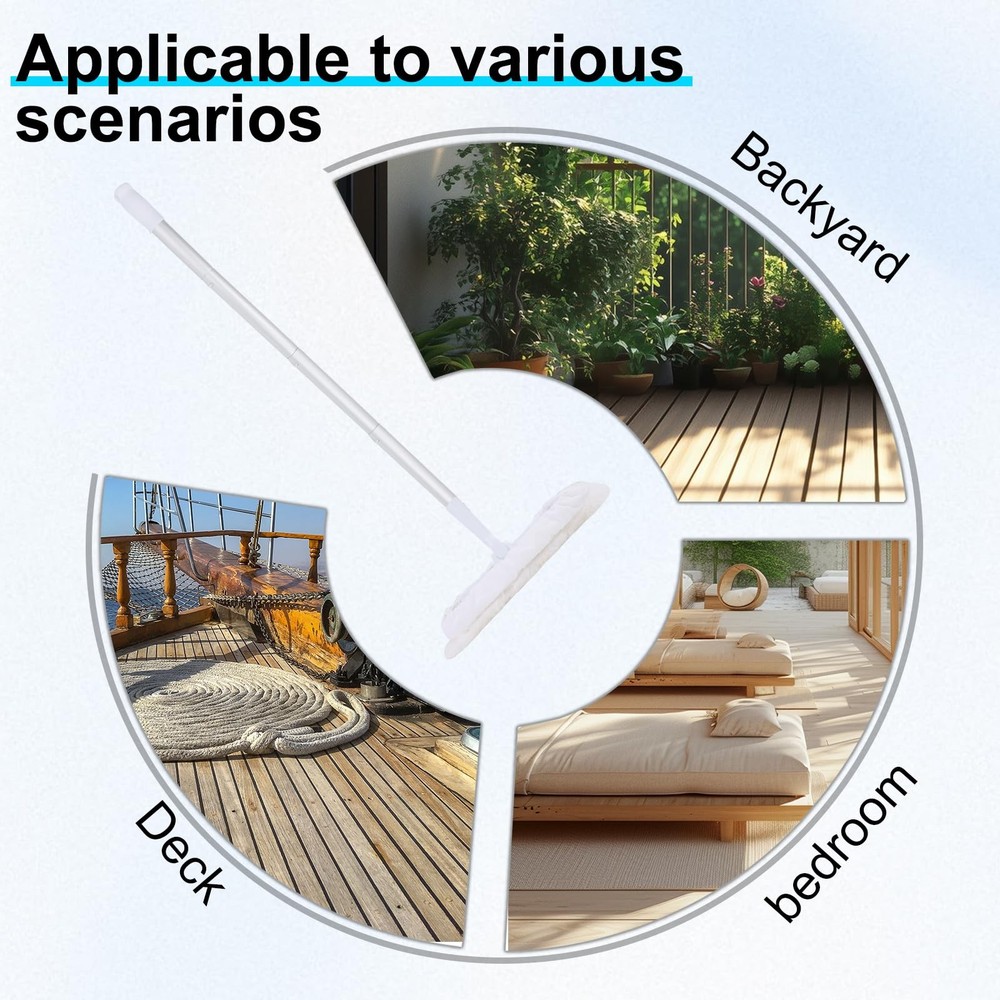 360° Adjustable Lambswool Applicator Kit, Extendable Lambskin Deck White