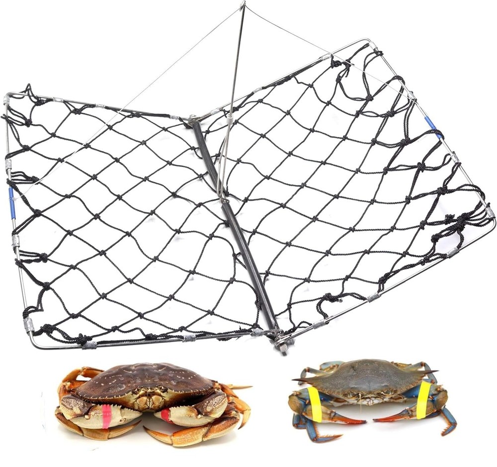 Foldable Crabjaw Trap with Bait Clip - Redesigned Rectangle Castable Crab Haw...