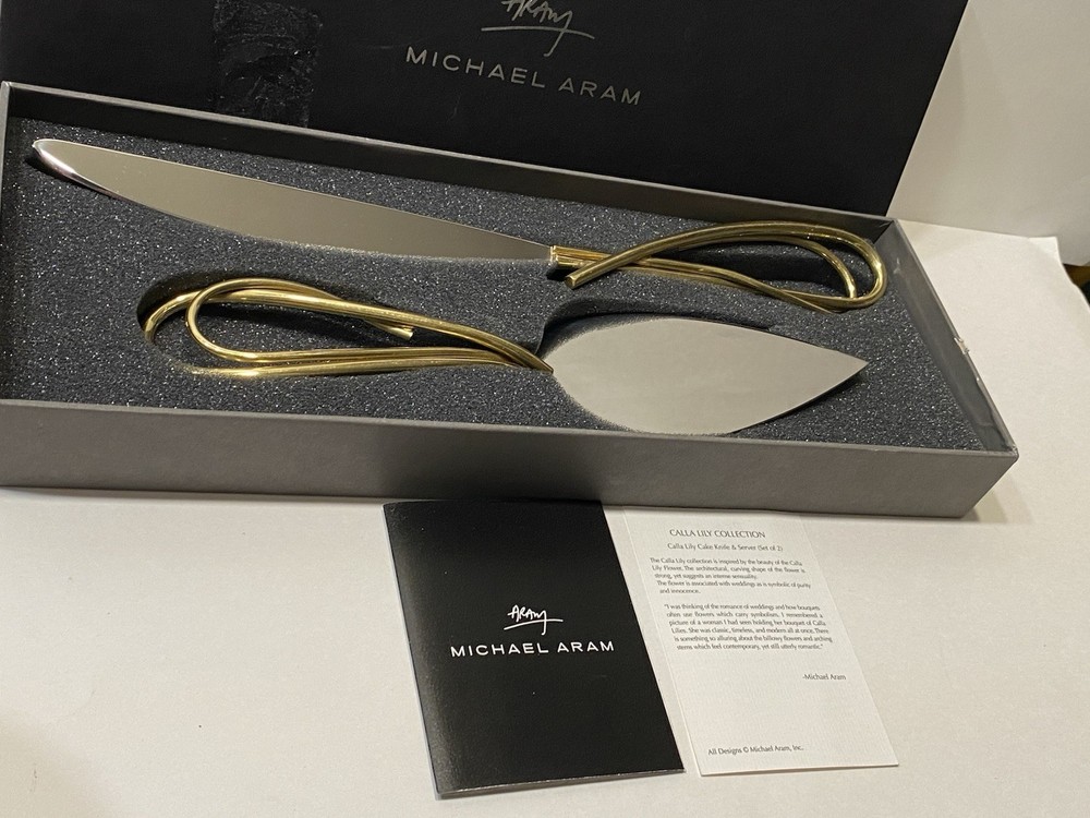 MICHAEL ARAM CALA LILY CAKE KNIFE SERVING SET NEW