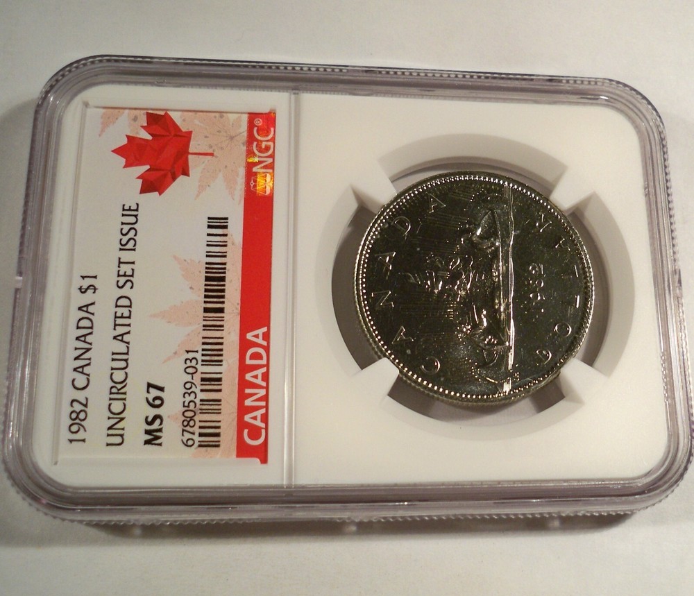 1982 NGC MS67 CANADA VOYAGEUR DOLLAR MS 67 BRIGHT WHITE $1