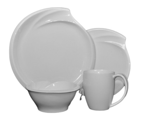NAMBE Stoneware Currents Winter Snow White 4 Piece Place Setting Dinnerware New