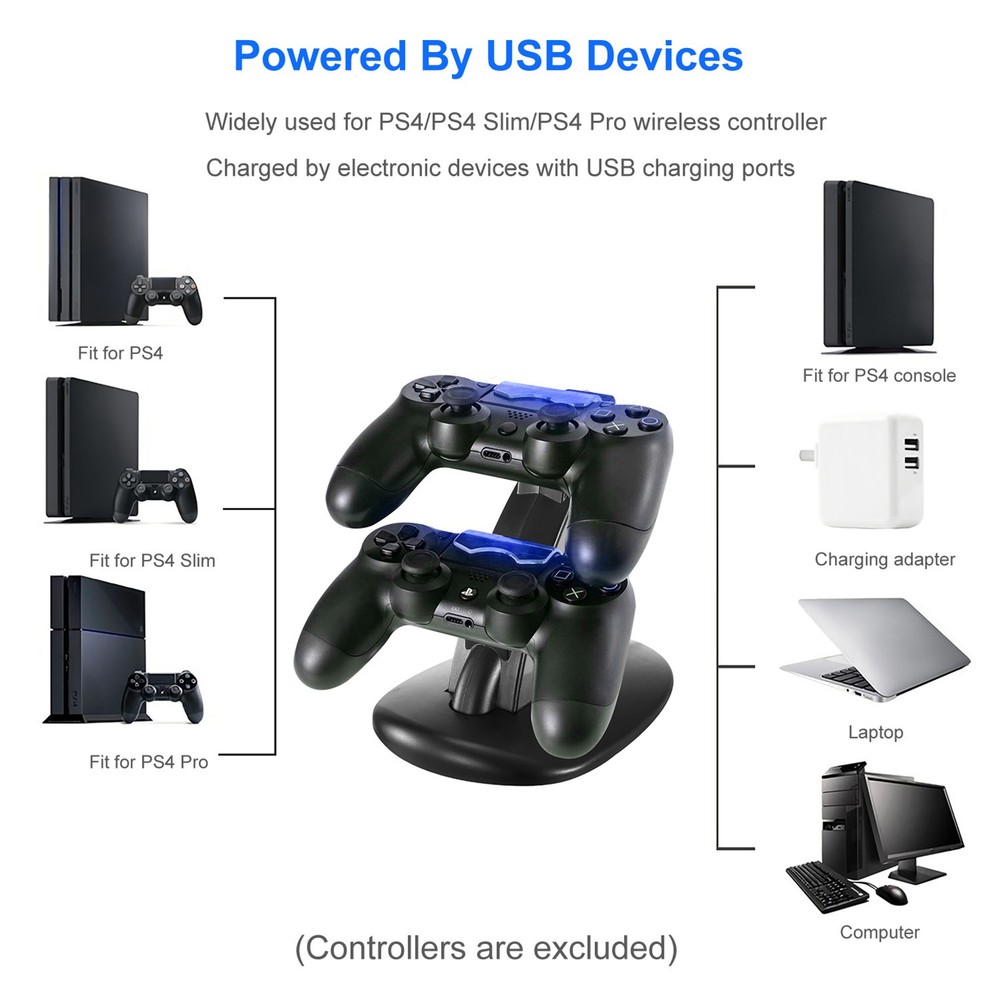 Dual Micro USB Charging Dock for PS4 Pro & Slim Controllers