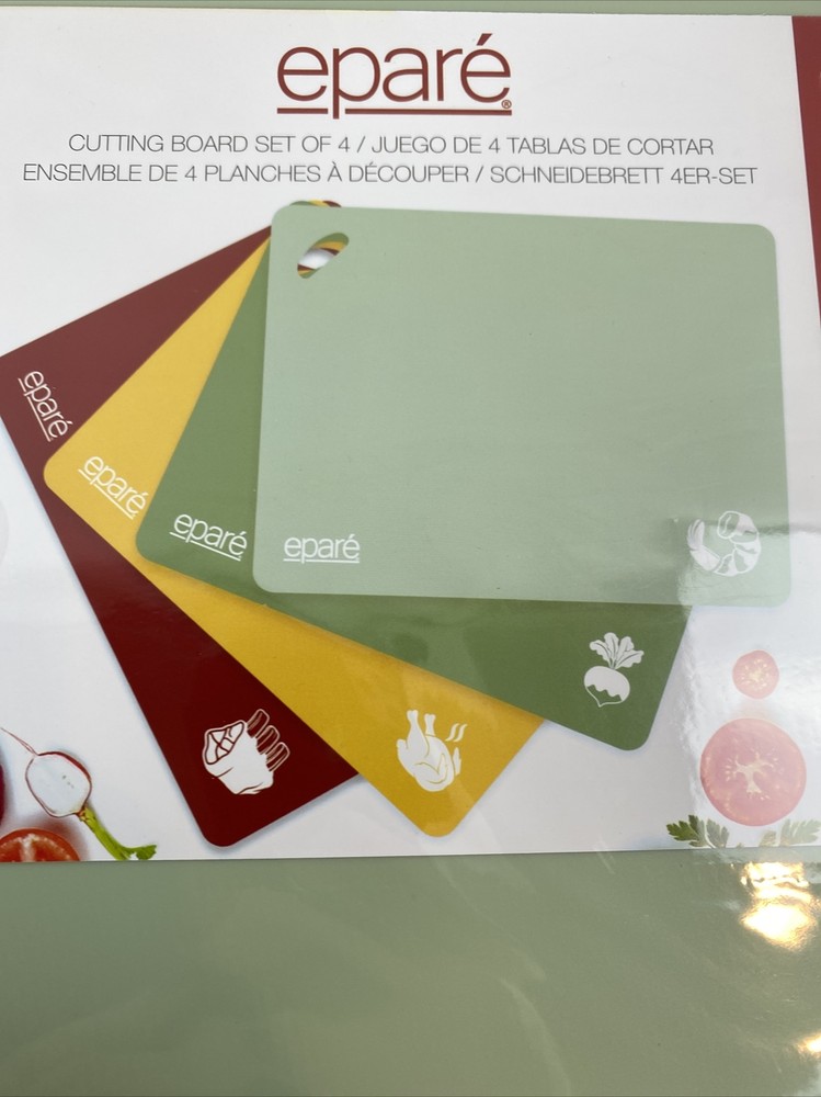 Epare Cutting Board Set Of 4, color coded bpa free, FabFitFun New