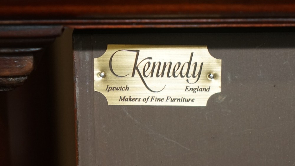 REH KENNEDY HARRODS LONDON SOLID MAHOGANY OPEN PILLARED DWARF LIBRARY BOOKCASE