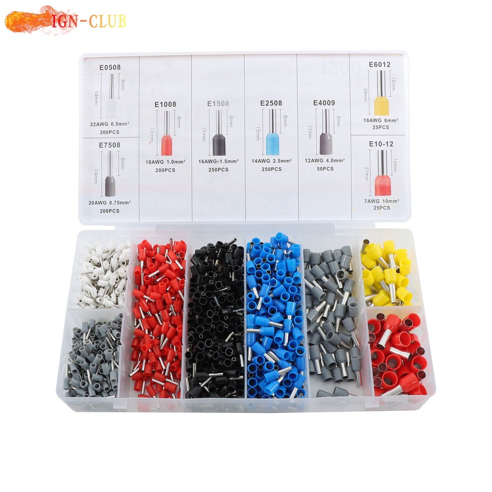 Self-adjustable Ratchet Wire Crimping Tool Crimper Plier Set W/ 1200PCS Ferrules